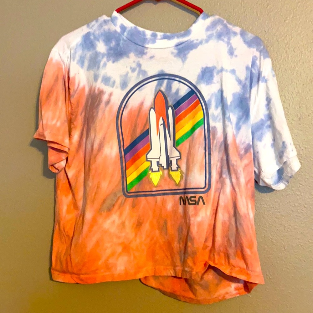 Size xl nasa tie dye crop top rainbow